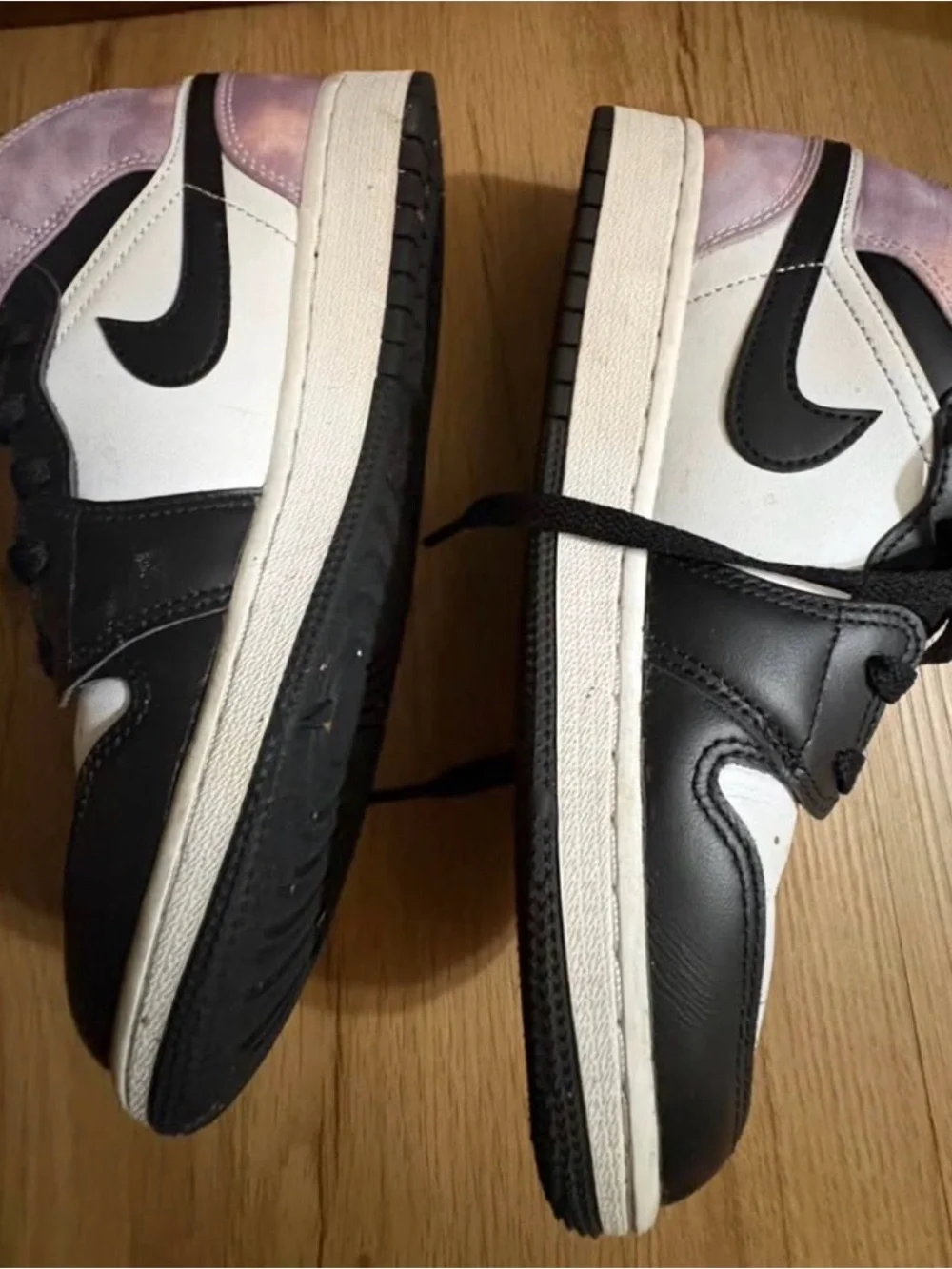 Jordan Mid/High Black White and Light Pink Sneakers